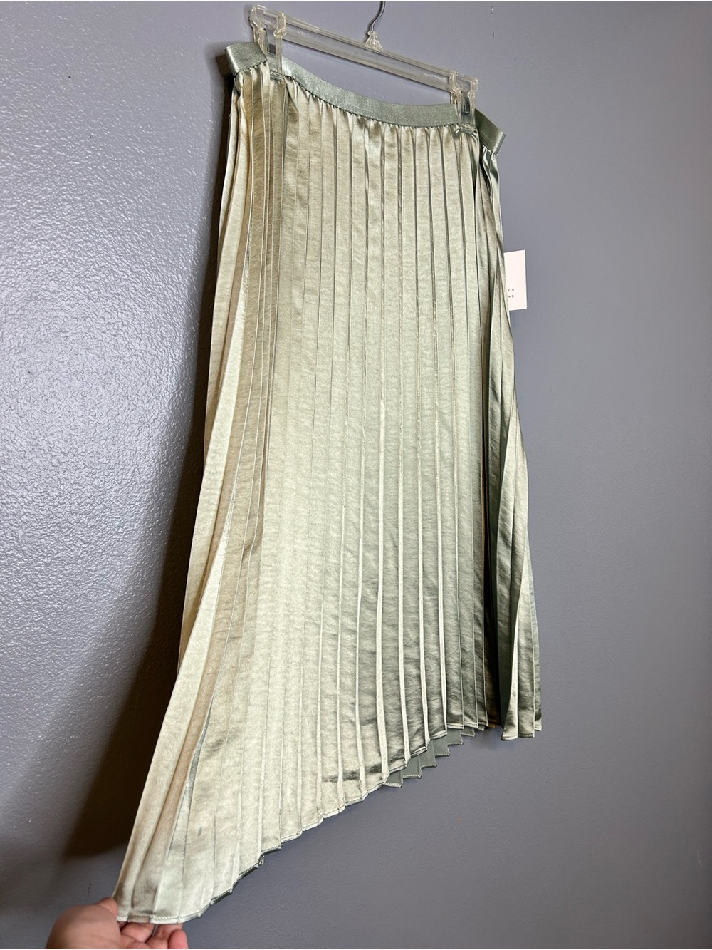 LC Lauren Conrad Pleated Garden Work Stretchy Skirt in Light Sage Green XL NWT